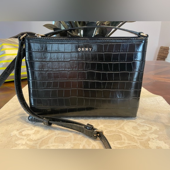 DKNY | Small Patent Leather Crossbody Bag | Black - Picture 1 of 6